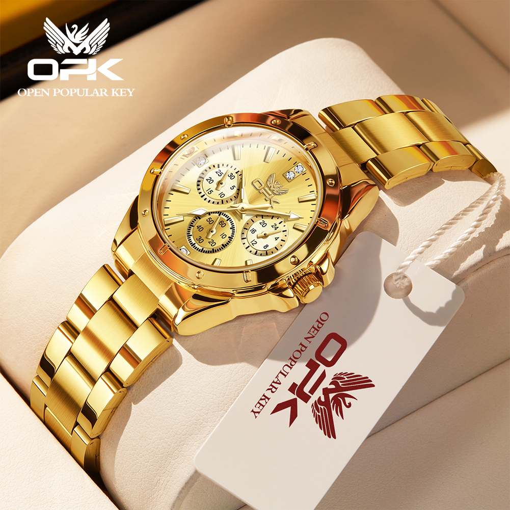 Luxury Watch With Leather Strap - OPK 6001 Wristwatch for Women Fashion