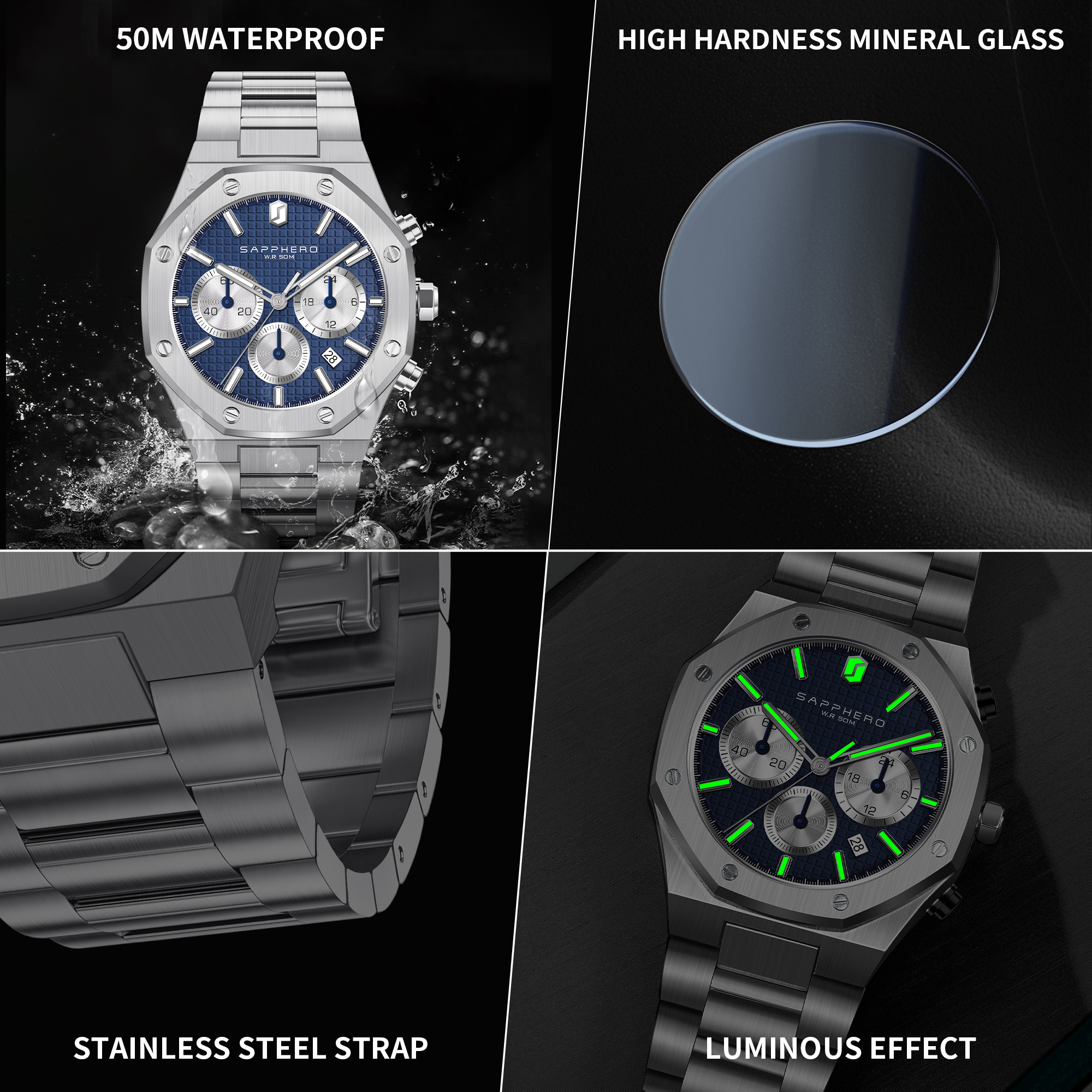 SAPPHERO Men's Watch Waterproo - Luxury Watch Ap recensione e prezzo
