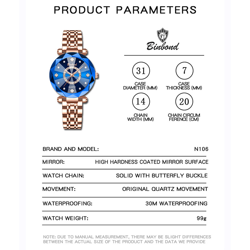 BINBOND Fashion Women's Quartz - Luxury Watch Face recensione e prezzo