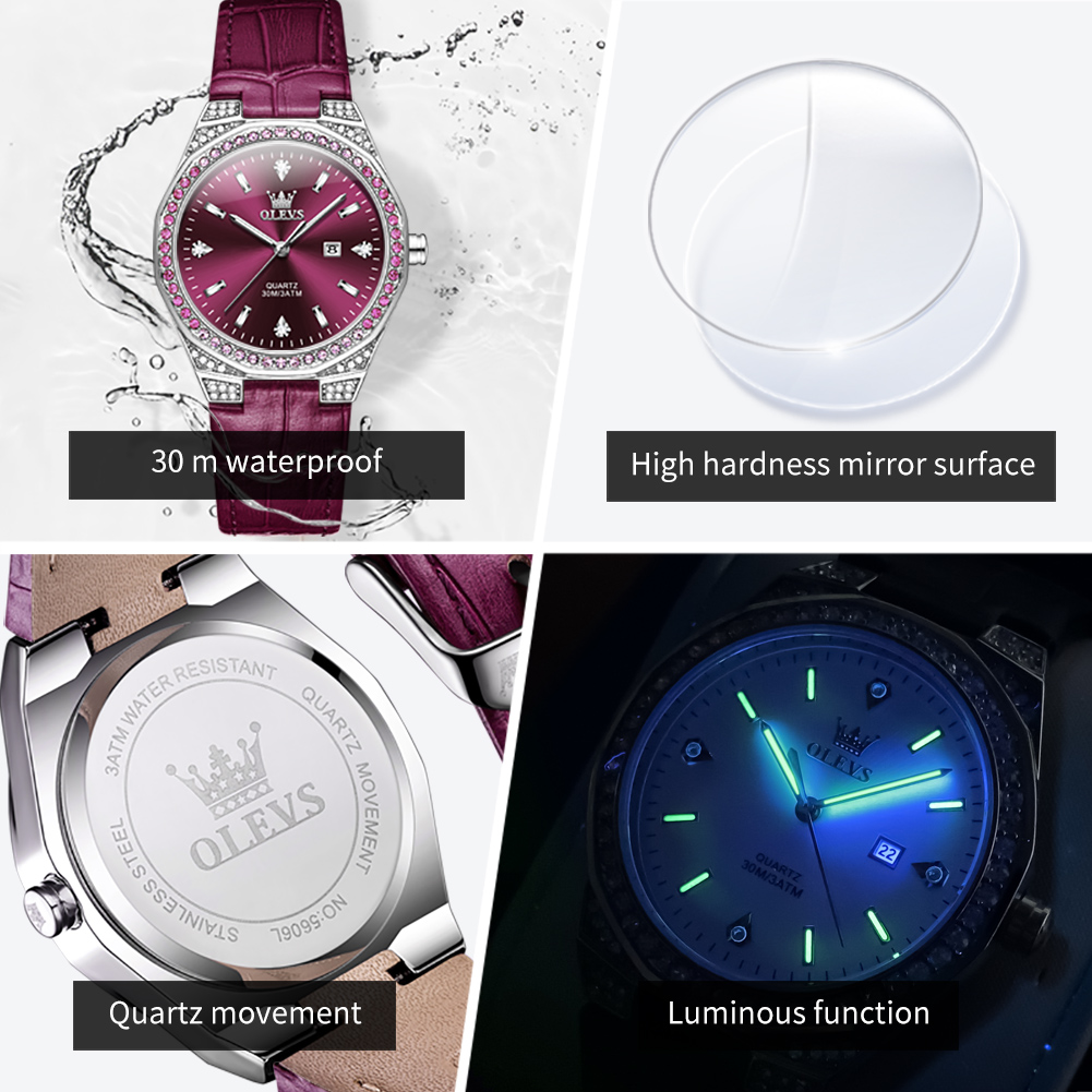 OLEVS Original Women's Watches - Luxury Watch With Leather Strap recensione e prezzo