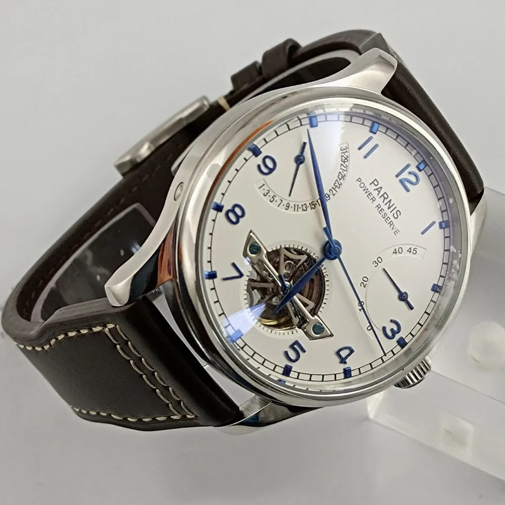 Parnis 43mm Luxury Power Reser - Luxury Watch With Leather Strap recensione e prezzo