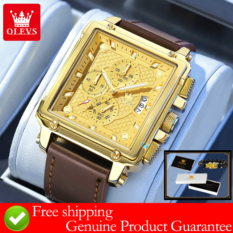 OLEVS brand mens watches water - Luxury Watch With Leather Strap recensione e prezzo