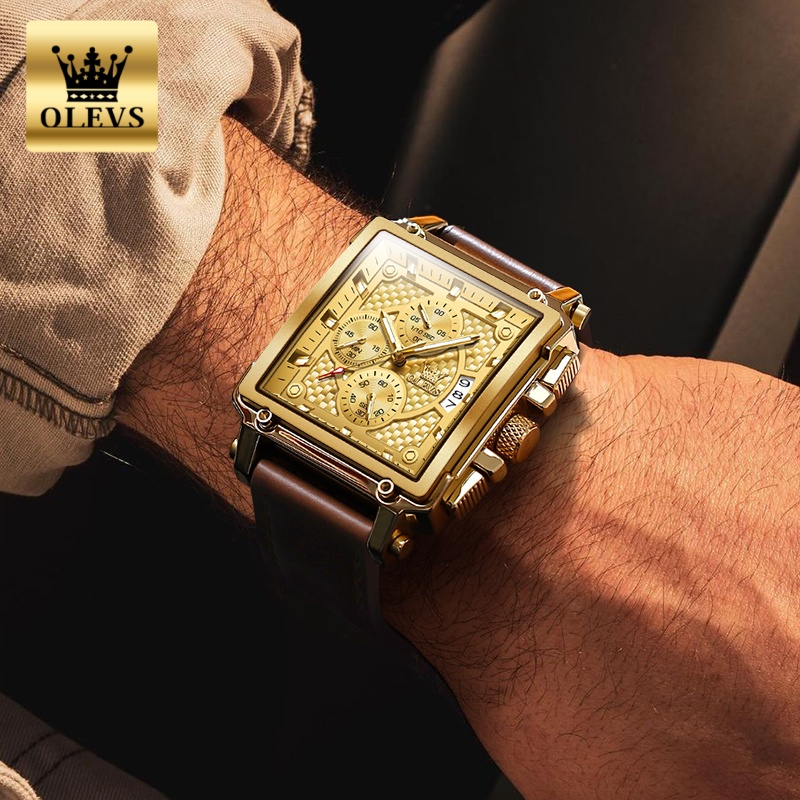 OLEVS brand mens watches water - Luxury Watch With Leather Strap recensione e prezzo