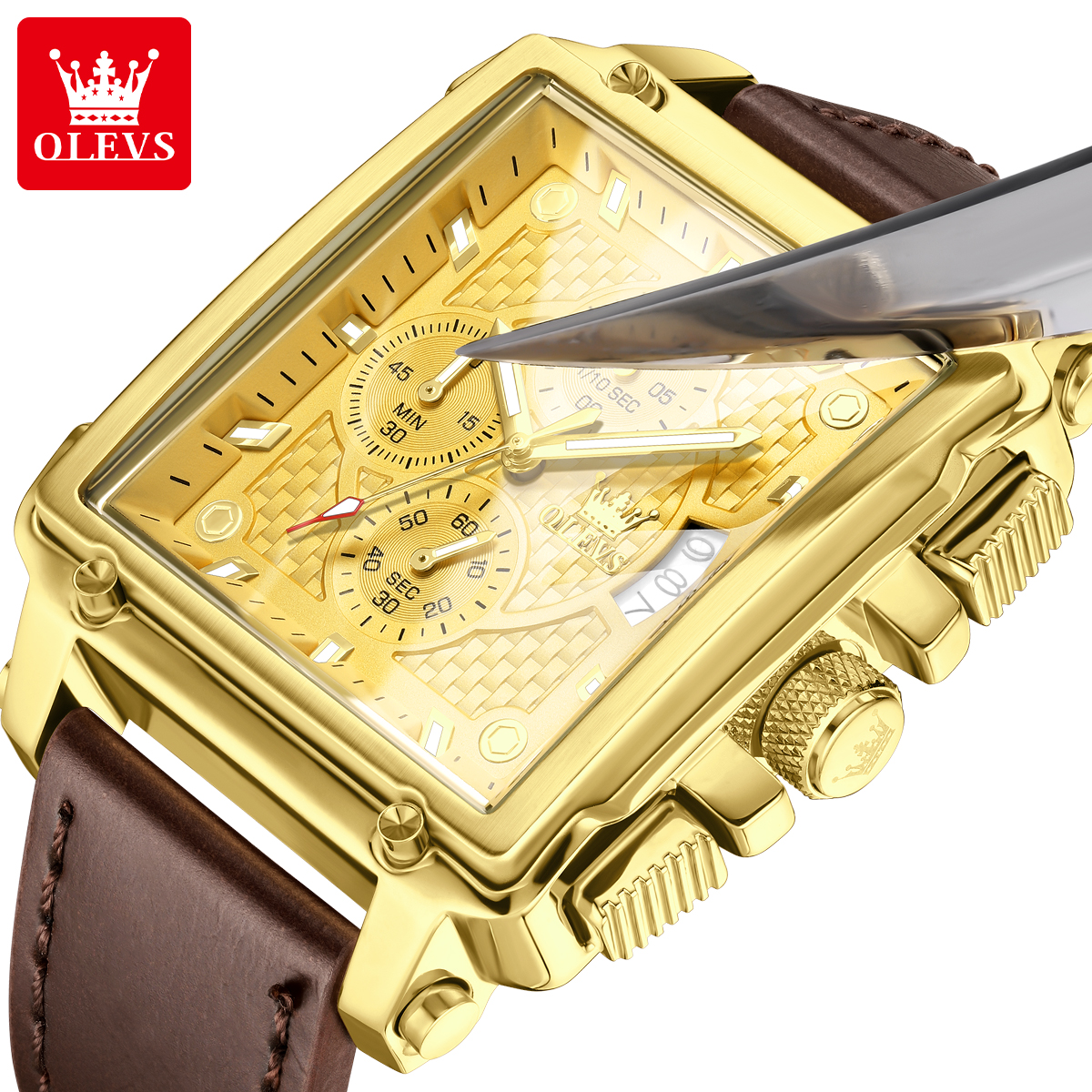 OLEVS brand mens watches water - Luxury Watch With Leather Strap recensione e prezzo
